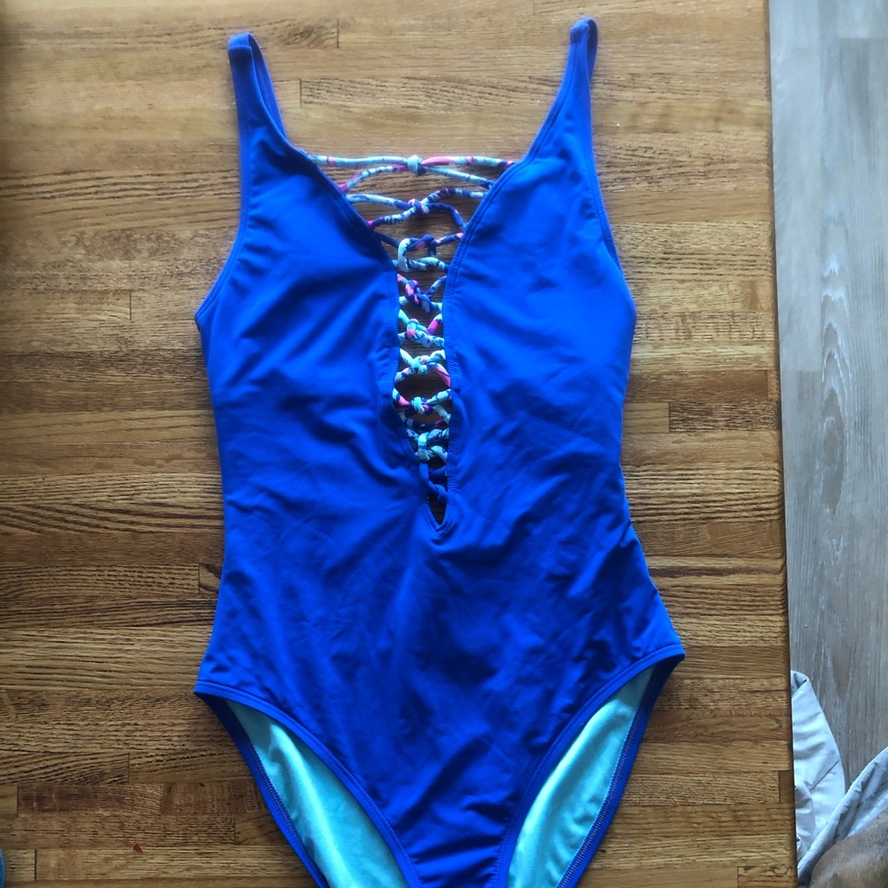 Lilly Pulitzer Isle Lattice One Piece Swimsuit Size 2 - Deep Indigo - Like New